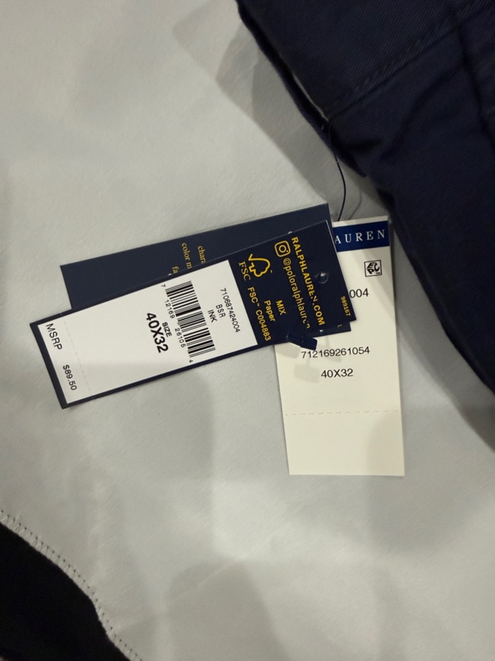NWT Polo by Ralph Lauren Men's Stretch Straight Dark Navy Chino Pants—40x32 - Picture 5 of 10